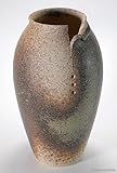古陶壷型破れ花入　12号 （信楽焼・花瓶・花入れ・花器・壺・壷・水盤・H）　※幸せを呼ぶ幸運の黄色「風の水琴工房オリジナルキーホルダー」付きセット商品