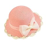 【SEBLES】ベビー 赤ちゃん 帽子 ハット ベイビー つば リボン 女の子 可愛い UV 紫外線カット 顎ゴム 春 夏 秋 リゾート お出かけ(タイプF,4-8歳)