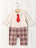 Kid's zoo (キッズズー) ベビー ネクタイ付き ロンパース 赤ちゃん 男の子 ベビー服 70㎝ ベージュ