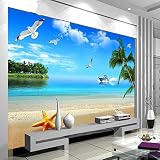 Sproud 地中海の海の景色の壁紙 3 Dthree-Dimensional Drawing-Room ソファ 5 Dseamless 壁布 430 Cmx 300 Cm