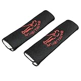 uxcell　カーシートベルトカバー　シートベルトシェル　2個入り　ブラック　レッド　ナイロン　21x16cm　自動車用