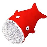 MRZD ベビー　サメシュラフ　おくるみ　赤ちゃん　寝袋　スリーパー　保温　暖かい　防寒　四季用　柔らかい肌触り (赤（サメ）)