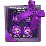 【freenation】大切な人へ 花 （ ソープフラワー ） と メッセージカード の セット （パープル 花びら ４個）