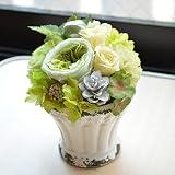 〔エルフルール〕アンティーク風陶器のプリザーブドフラワー クリアケース付 ブリザードフラワー 花 プレゼント