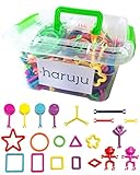 haruju DIY ブロック 大工さん 積み木 立体パズル 学習玩具 知育玩具 カラフル 収納ケース付き (３６０ピース)