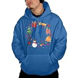 ポケット パーカー スウェットパーカー メリー クリスマス スウェット スポーツウェア ストリート ファッション ブルー XXL