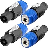 Xiatiaosann スピコン用 - 6.35mmアダプター NL4FC、4 極スピコン用コネクタオス - 6.35mm TS メスオーディオプラグ、ノイトリックスピコン NA4LJ NA4LJX NL4MP NL4MPR NL4FC NL4FX NL2FC 用、4 個