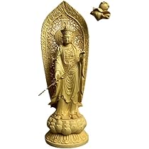 桧木製 西方三尊仏像セット 蓮華台座・屏風付き 地蔵菩薩・釈迦如来・観音菩薩 桧木製 西方三尊仏像セット 蓮華台座・屏風付き 地蔵菩薩・釈迦
