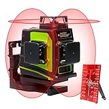 Huepar 12ライン 赤色レーザー墨出し器 クロスラインレーザー 自動水平調整機能 高輝度 ライン出射角360°*3
