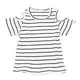 Cutelove 子供服 Tシャツ 上着 シャツ トップス 半袖 ストライプ 女の子 可愛い 赤ちゃん ストラップレス 夏 おしゃれ カジュアル きれい 3色
