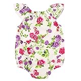 sakulala子供ロンパース 花柄 ローズ かわいい 肌着 ボタン付き ボディスーツ 赤ちゃん ベビー服 女の子