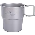 Boundless Voyage チタンスタッキングマグ 250ml チタンマグカップ シングルマグ 軽量化 アウトドア キャンプ 折りたたみ持ち手付 (チタンスタマグ(フタなし) Ti3050D)