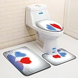 Creazy 3pcsバレンタインの日パターンノンスリップトイレシートカバーラグバスルームセットDecor Pad about: 45 * 75 cm