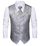 [ヒスデン] シルバー ベスト 結婚式ベスト メンズ フォーマルベスト ビジネス スーツベスト スリム Vネック 大きいサイズ 男性 礼服 XL