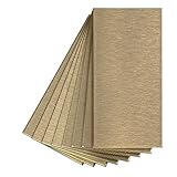 アスペクトPeel and Stick Backsplash BrushedシャンパンShort Grainメタルタイルサンプルのキッチン、トイレ( 3 " x 6 "サンプル)