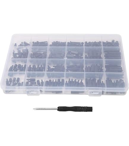 Swpeet 180-Piece Nylon Round Spacer Standoff Kit – M3, 9 Sizes, Black/White, ID 3.2mm OD 7mm For PCB Prototyping