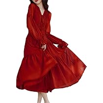 大きいサイズ レディース 　Vネック腰リボン赤スカート　ワンピース89 大きいサイズ レディース Vネック腰リボン赤スカート ワンピース89