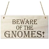 TOOGOO ( R ) Beware of the Gnomesノベルティ木製HangingシャビーシックPlaqueガーデンサインギフト