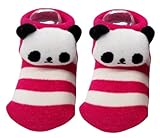 ツイン 靴下 パンダマスコット付 ベビーソックス ボーダー ローズ