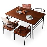 ダイニングセット ダイニングテーブル5点セット 4人掛け 天然木板 タモ材 スチール脚 ブラウン