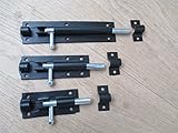 IRONMONGERY Worldâ ® 1 x Heavy Duty庭ゲートShedスライディングドアタワーボルトブラックラッチキャッチ( 3インチ/ 75 mm ) by ironmongery世