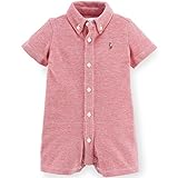 Ralph Lauren(ラルフローレン) コットンメッシュBDシャツカバーオール(Red)/ショートオール 9M(6-9ヶ月)[並行輸入品]