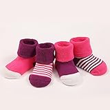 赤ちゃん ベビー 新生児 可愛い ソックス 靴下 柔らかい 靴下ソックス 4点セット 可愛い0-3歳 (S 6-12M, Model 01)