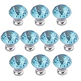 HOSL 10PCS Diamond Shape Crystal Glass Cabinet Knob Cupboard Drawer Pull Handle/Great for Cupboard, 