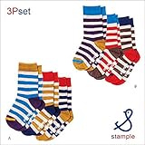 stample(スタンプル) ミックスボーダーアンクルソックス３足組 (col.A) SSサイズ　70657