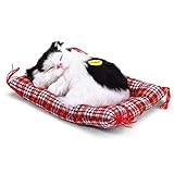 サクララ（Sakulala）眠る子猫 かわいい 座布団 ぬいぐるみ 置物 ニャ～と鳴き 超 リアル 赤ちゃん おやすみ おもちゃ にゃんこ