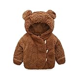 ZooArts ベビー服 コート 新生児サイズ 厚手 ジャケット 可愛い クマの耳 フード付き 秋冬 防寒 保温 アウターウェア 女の子 男の子 子供服 ファッション おしゃれ ふわふわ 暖かい (ブ