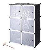 Yescom ワードローブ 6扉 3段 クローゼット 洋服収納ラック シェルフ 方格衣類収納 おもちゃ箱 小物整理 大容量 変幻自在 おしゃれ 樹脂素材 半透明 組み立て式 ブラック