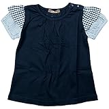 《春夏対応》 nico hrat(ニコフラート) 製品洗い加工済み 42/2天竺半袖ギンガムチェックTシャツ 100cm /NV NO.B-270112