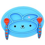 Ielva Baby Silicone Placemat Table Place Mat for Babies Infants Toddlers Kids + 1 set Baby Fork and 