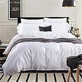 1 のホーム Wholesale-Christmas 繊維部分 100 ％エジプト綿絹の純粋な白のソリッド寝具タッチに設定された 4 台の PC のベッドシート / 羽毛布団カバーキング / クイーン