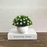 小さな人工グリーン植物草フェイク花柄プラスチックシルク花 One Size ホワイト ASDFG561164244059