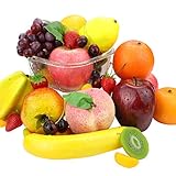 cewor 39pcs人工フルーツLifelike Fake FruitsさまざまなシミュレーションフルーツAppleバナナCherriesマンゴーGrape、ホームデコレーション