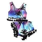 MIOIM女の子乳児幼児ベビー2夏服セットタッセルトリミングトップスショーツ下部服装