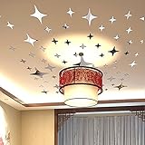 Mirror Wall Decor Home Inspira Silver Stars Mirror Wall Decals Removable DIY 3D Mirrors Wall Sticker