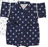 【ベビー服】【子供服】【甚平】☆サザンクロス甚平ロンパース梯子レース付【碇】☆ (70cm　ネイビー)（9530-500）　可愛い　かっこいい　男の子　女の子　　祭り　じんべい　綿100%