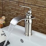 Wovierクロム/つや消しニッケル/ Oil Rubbed Bronzeウォーターフォール浴室排水溝シンク蛇口、シングルハンドル単穴洗面所蛇口、ミキサータップ 2941