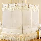 royal-太字ThickeningステンレススチールブラケットスクエアトップジッパーMosquito Net ( ¶</ ( 6.6フィートベッド) イエロー