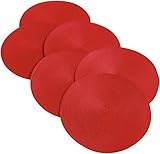 DII Round Braided/Woven, Indoor/Outdoor Placemat/Charger, Set of 6, Tango Red [並行輸入品]