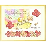 誕生記念 出産祝い 1歳誕生日 名前入れ絵のアート 「ありがとうの花つづり」 額入りL(525mm×410mm)
