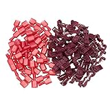 WINGONEER 100Pcs（50ペア）レッドTタップ絶縁電気ケーブルコネクタクイックスプライスロックワイヤターミナルスペードクリンプコンボセット0.5-1.5mm2 AWG 22-16