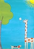 IVI Giraffe Turquoise Children's Rug [並行輸入品]