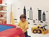 Pop Decors Removable Vinyl Art Wall Decals Mural for Nursery Room, Modern City by Pop Decors