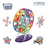 Levana 磁石ブロック マグネット立体パズル 積み木 知育学習玩具 想像力創造力向上 磁石 ブロック （113PCS 収納ボックス付き） 正方形、三角形、菱形など