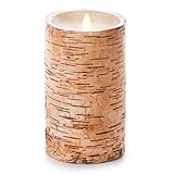 Luminaraバーチ木製Flameless Pillar Candle 4 " x 7 " in。|埋め込み& Wrapped w/Real Birch Wood Bark