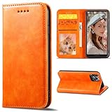 Xiaomi Redmi 12 5G XIG03 ケース 手帳型 Xiaomi Redmi 12 5G 手帳型ケース シャオミ 12 5G カバー Redmi12 xig03 case スマホケース 携帯ケース合革 レザー TPUケース ストラップホール付き カード収納 マグネット内蔵 スタンド機能 耐衝撃 薄型 防水 耐摩擦 (Xiaomi Redmi 12 5G 対応) オレンジ